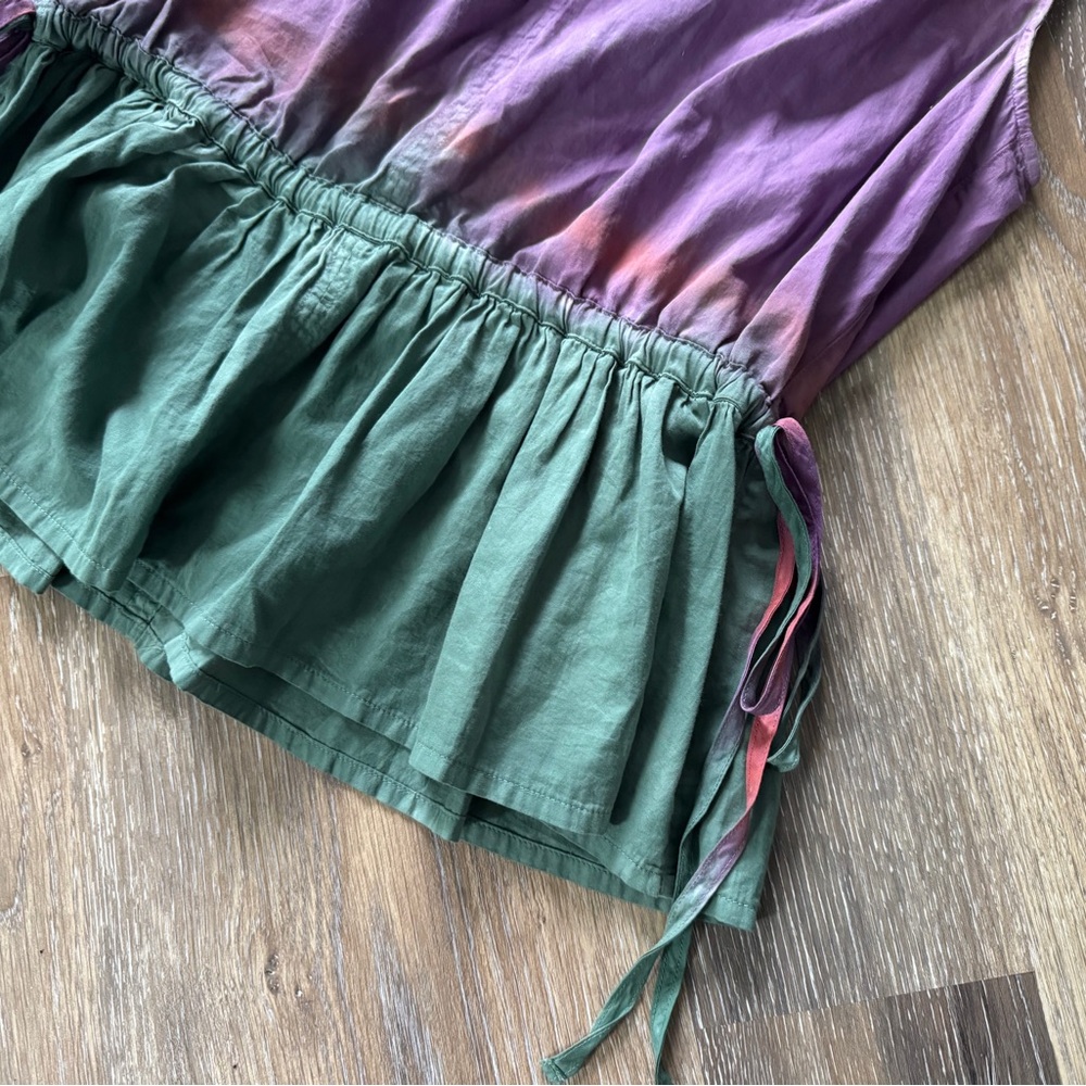 Raquel Allegra Daydream Top Size S Sleeveless Fantasy Tiger Tie Dye Green Purple - Picture 7 of 16